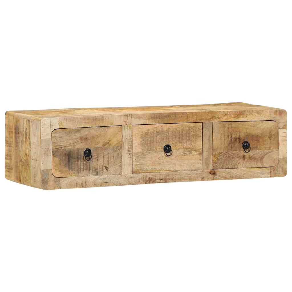 Prie sienos montuojama televizoriaus spintelė, 100x32x25 cm, masyvi mango mediena