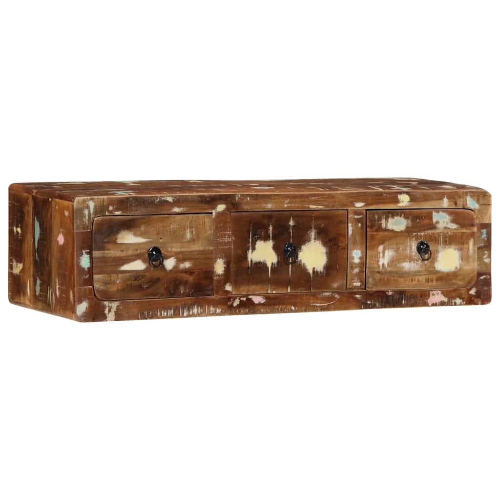 Wall-mounted TV cabinet, 100x32x25cm, reclaimed wood