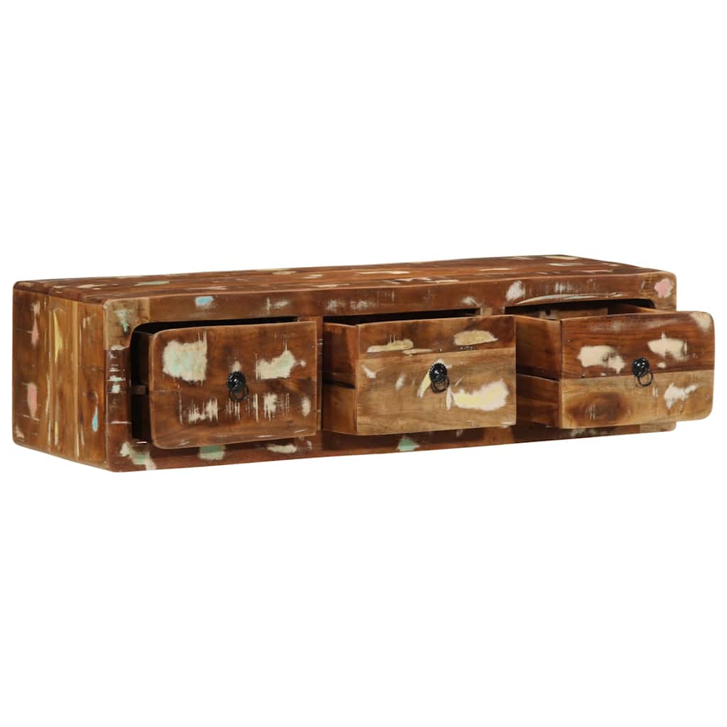 Wall-mounted TV cabinet, 100x32x25cm, reclaimed wood