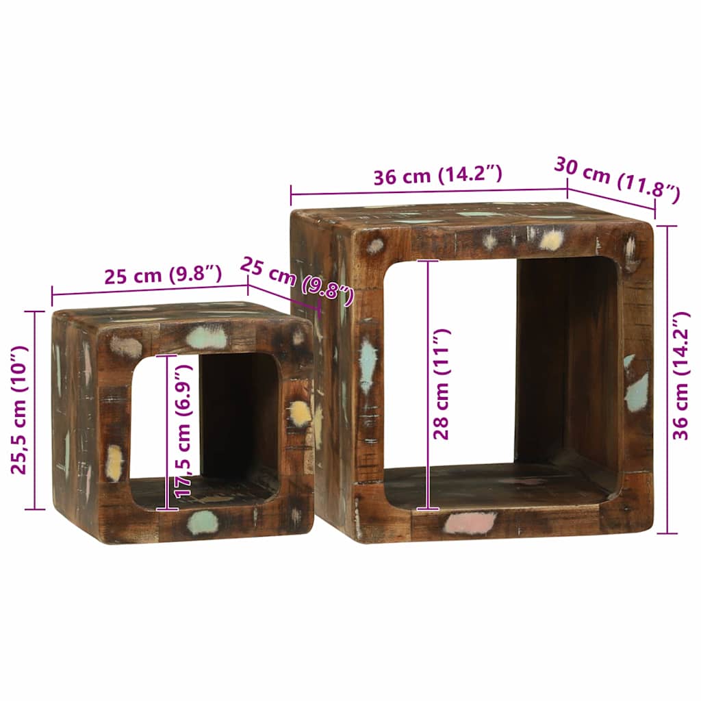 TV Vienetas 2 pcs Įvairiaspalvis perdirbtos medienos masyvas