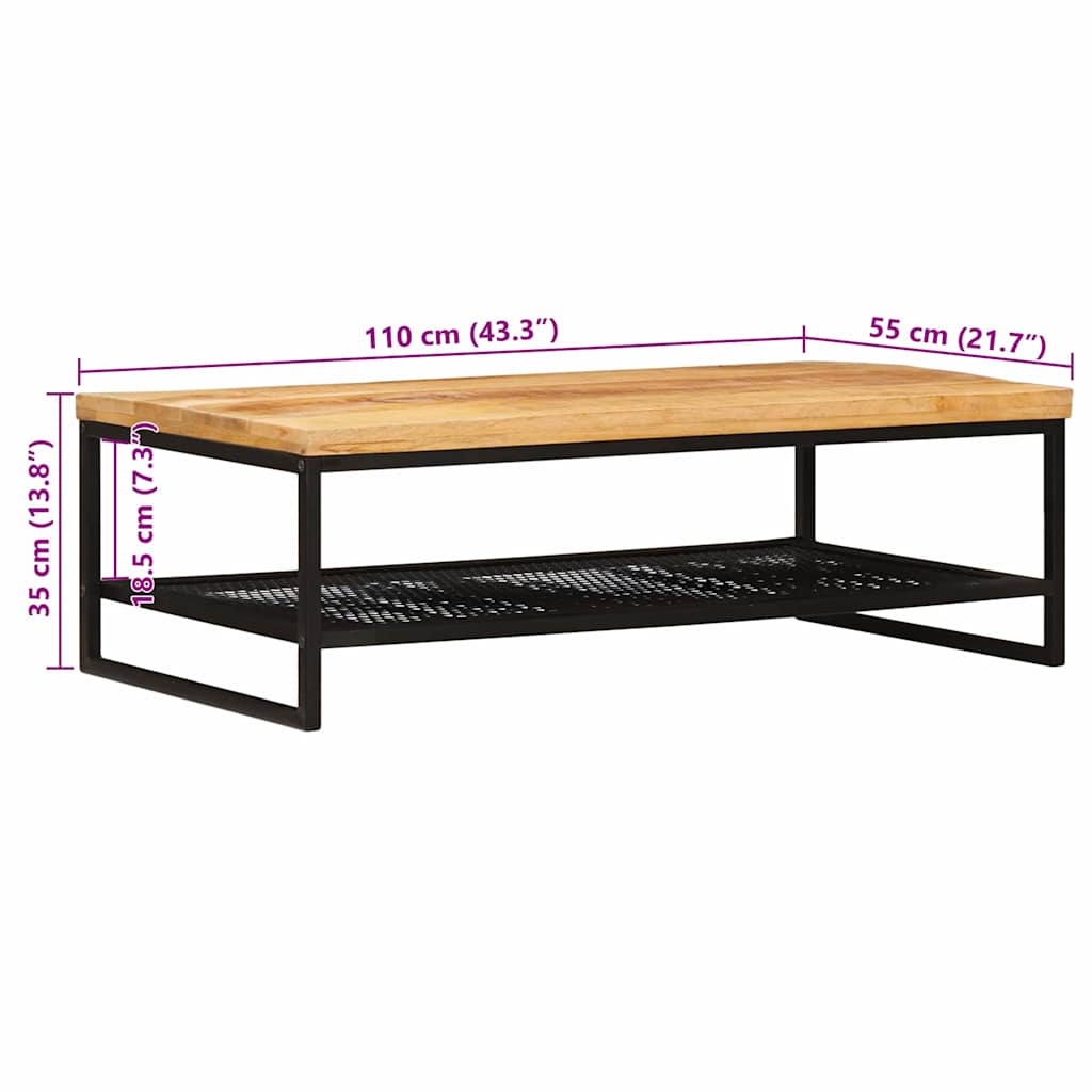 Coffee table Brown and black Solid mango wood