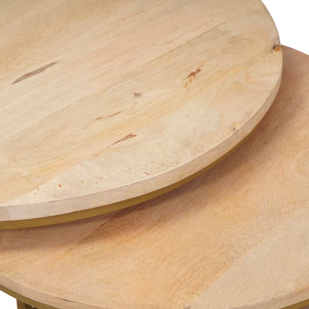 Stackable coffee tables 3 pcs Solid mango wood and steel