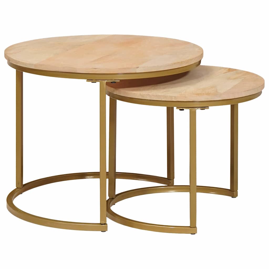 Coffee tables stackable 2 pcs Solid mango wood and steel