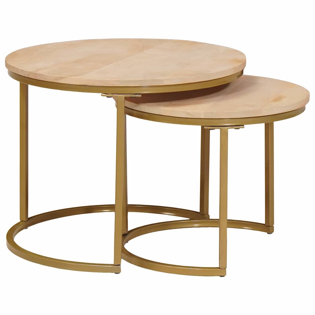 Coffee tables stackable 2 pcs Solid mango wood and steel
