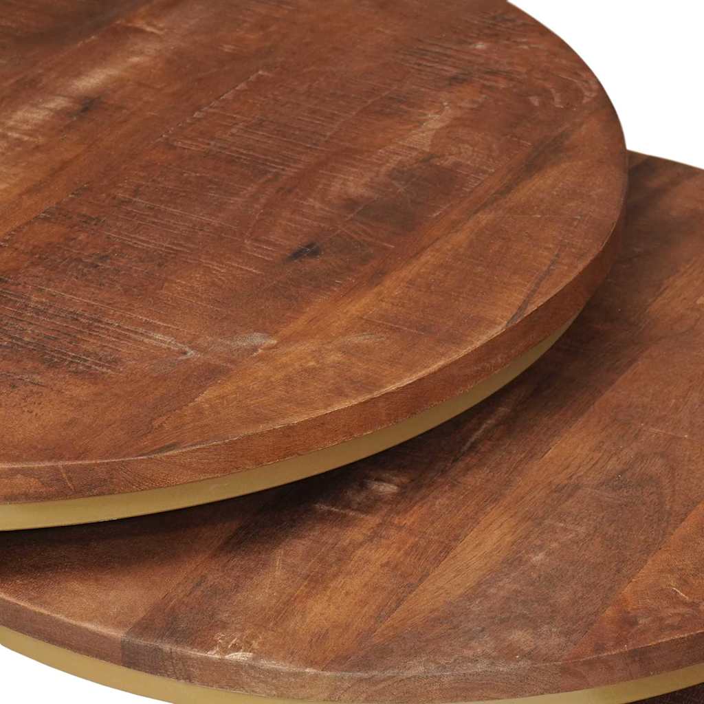 Sudediami kavos stalai 2 pcs Kietas mango medis ir plienas