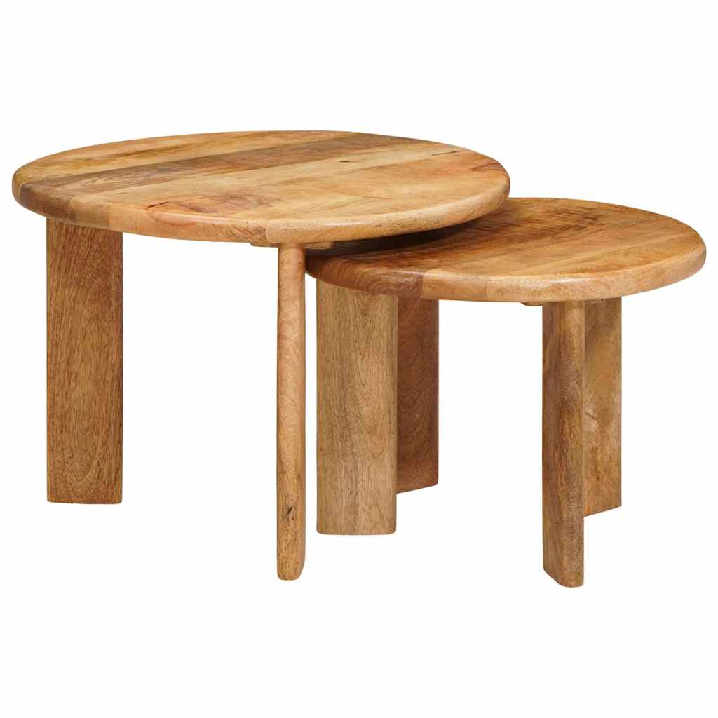 Sustūmiami staliukai 2 pcs Ruda Kietas mango medis