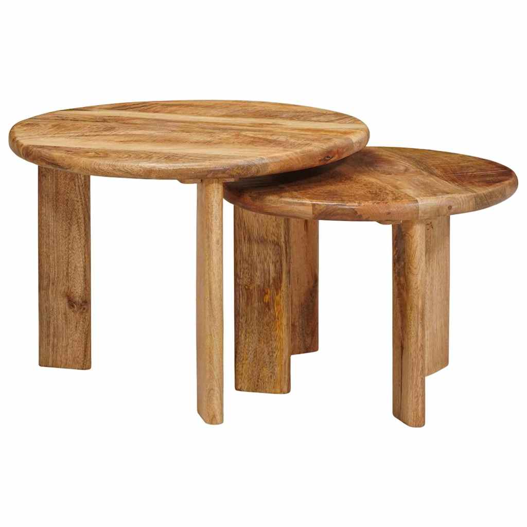 Sustūmiami staliukai 2 pcs Ruda Kietas mango medis