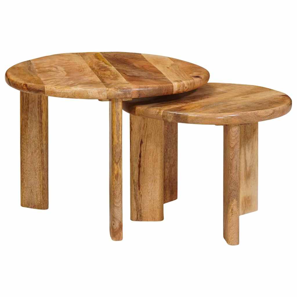 Sustūmiami staliukai 2 pcs Ruda Kietas mango medis