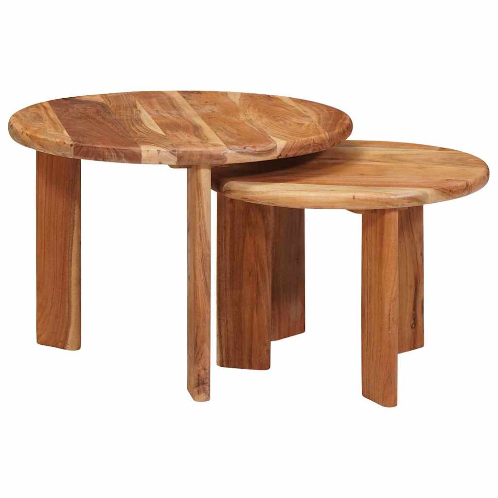 Nestable Tables 2 pcs Brown Solid Acacia Wood