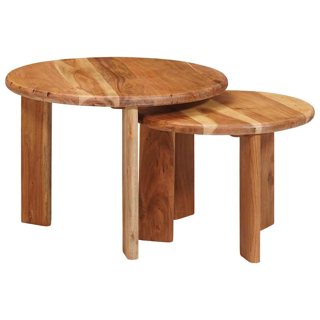 Nestable Tables 2 pcs Brown Solid Acacia Wood