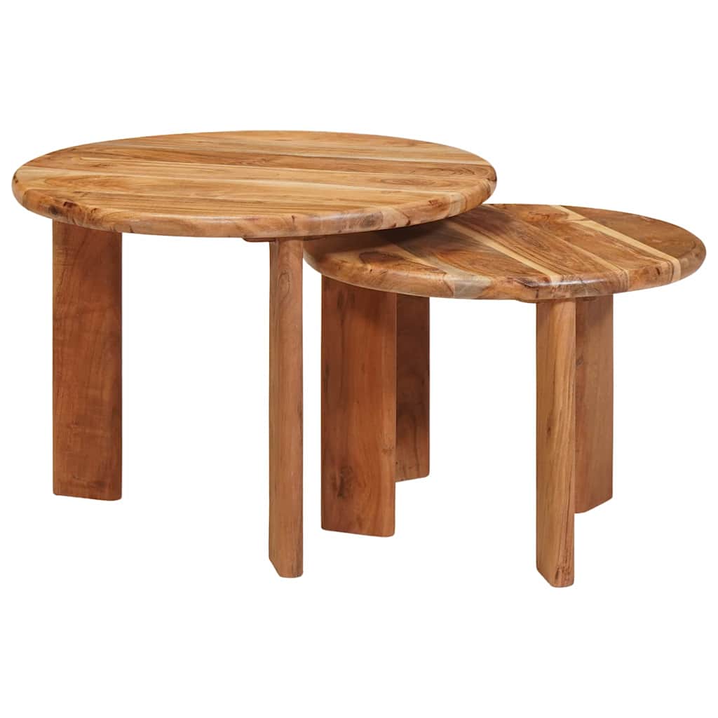 Nestable Tables 2 pcs Brown Solid Acacia Wood