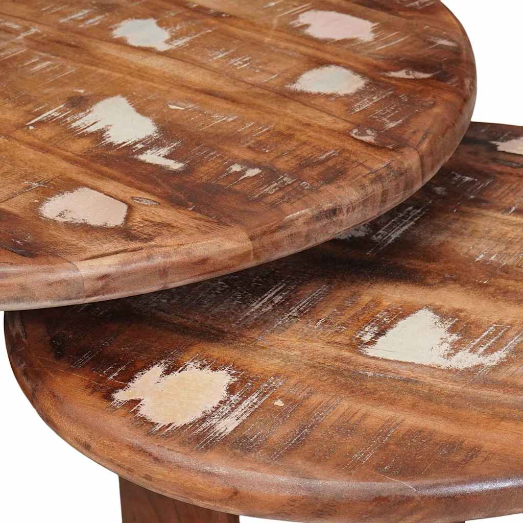 Sustūmiami staliukai 2 pcs Kieta atnaujinta mediena