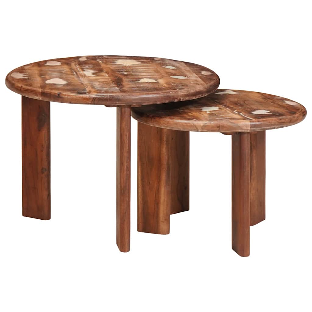 Sustūmiami staliukai 2 pcs Kieta atnaujinta mediena