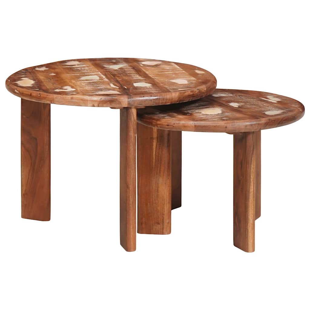 Sustūmiami staliukai 2 pcs Kieta atnaujinta mediena