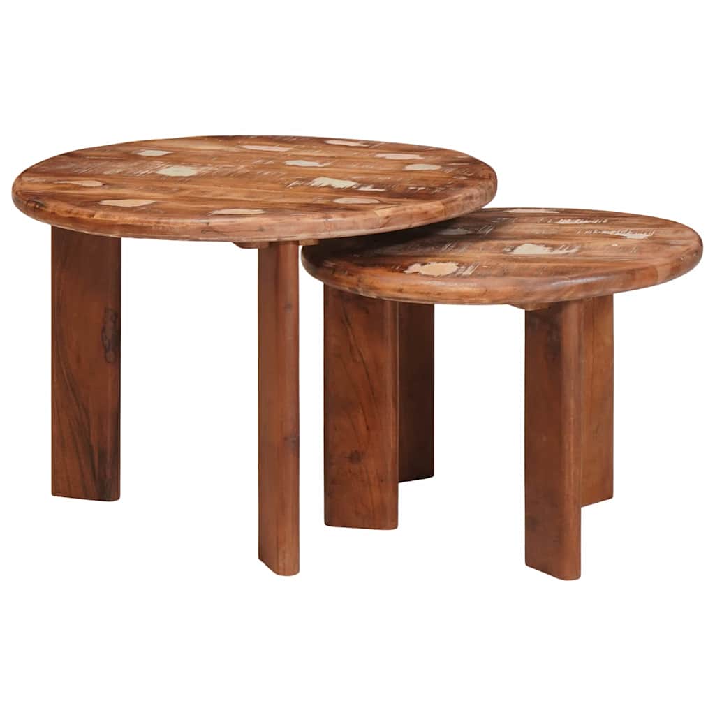 Sustūmiami staliukai 2 pcs Kieta atnaujinta mediena