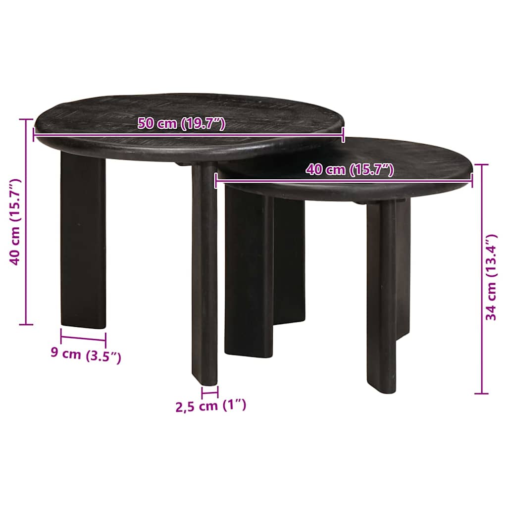 Nesting tables 2 pcs White Solid mango wood