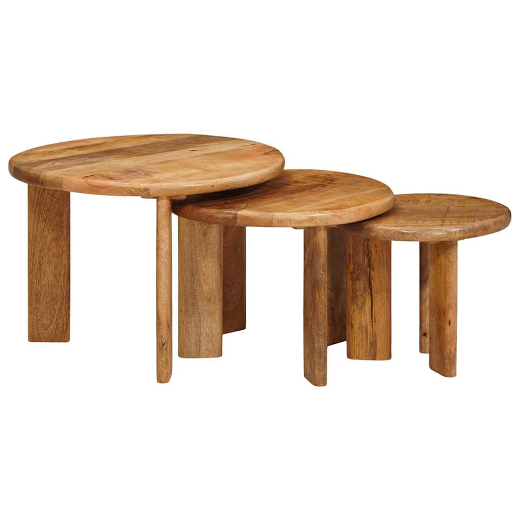 Nesting tables 3 pcs Brown Solid mango wood