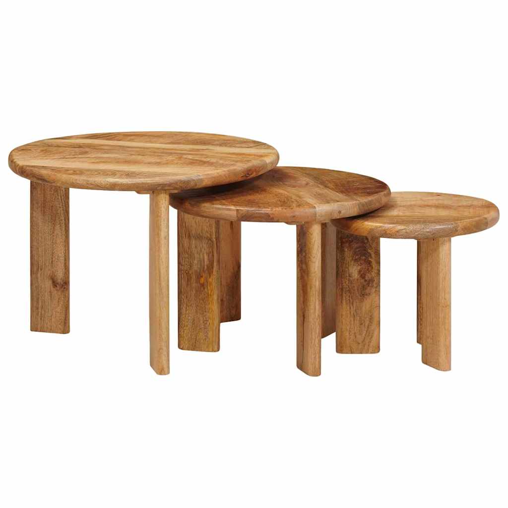 Nesting tables 3 pcs Brown Solid mango wood