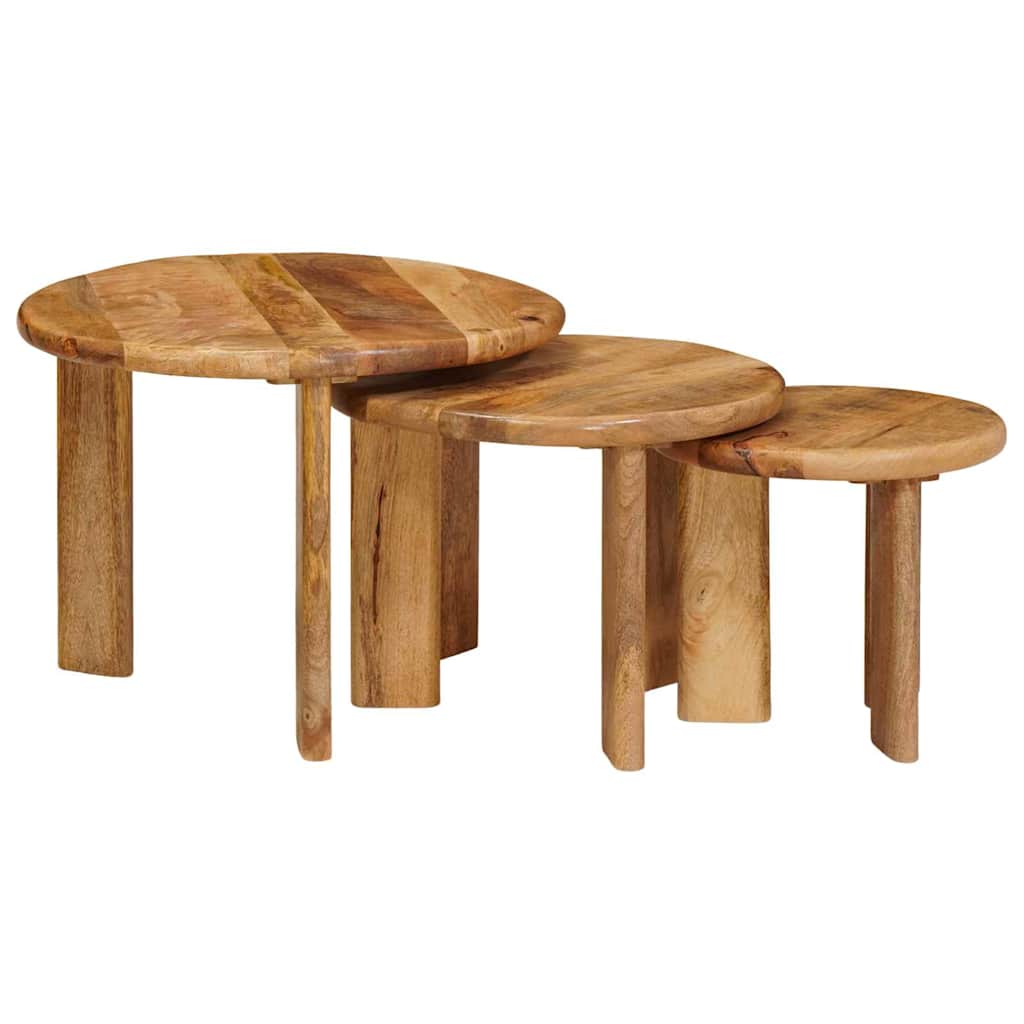 Nesting tables 3 pcs Brown Solid mango wood