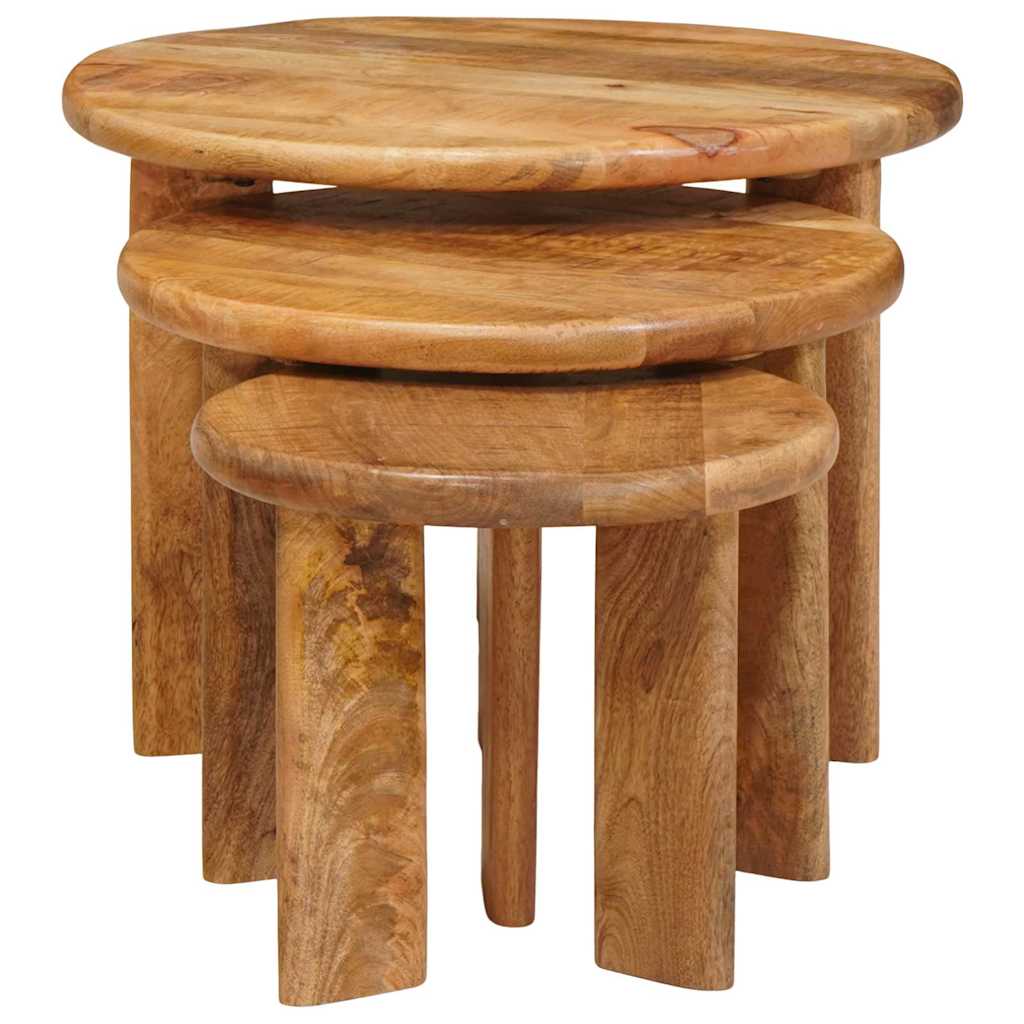 Nesting tables 3 pcs Brown Solid mango wood