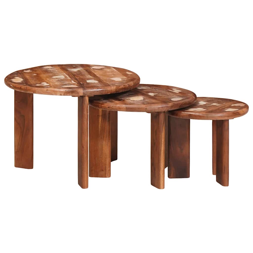 Sustūmiami staliukai 3 pcs Kieta atnaujinta mediena
