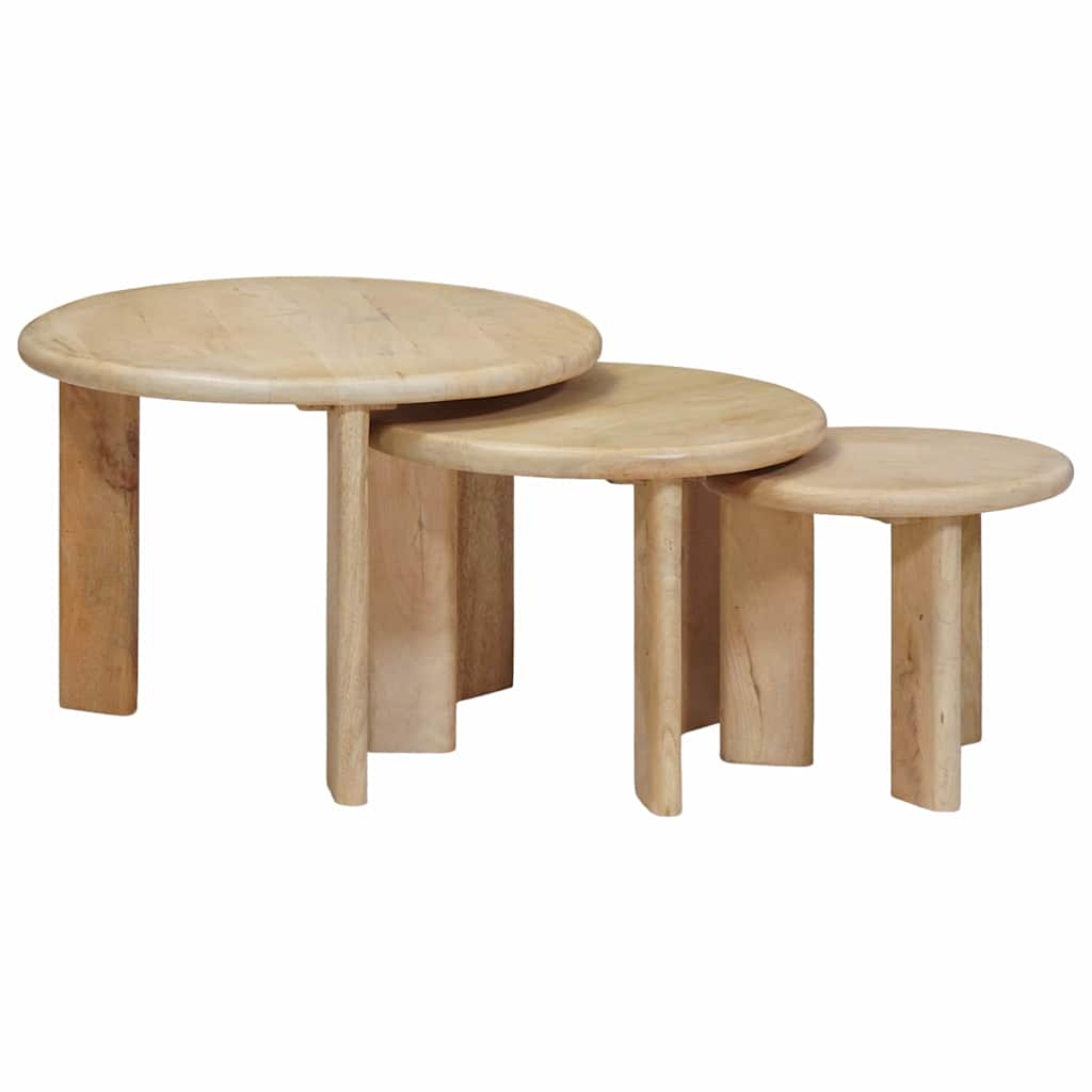 Nesting tables 3 pcs Black Solid mango wood