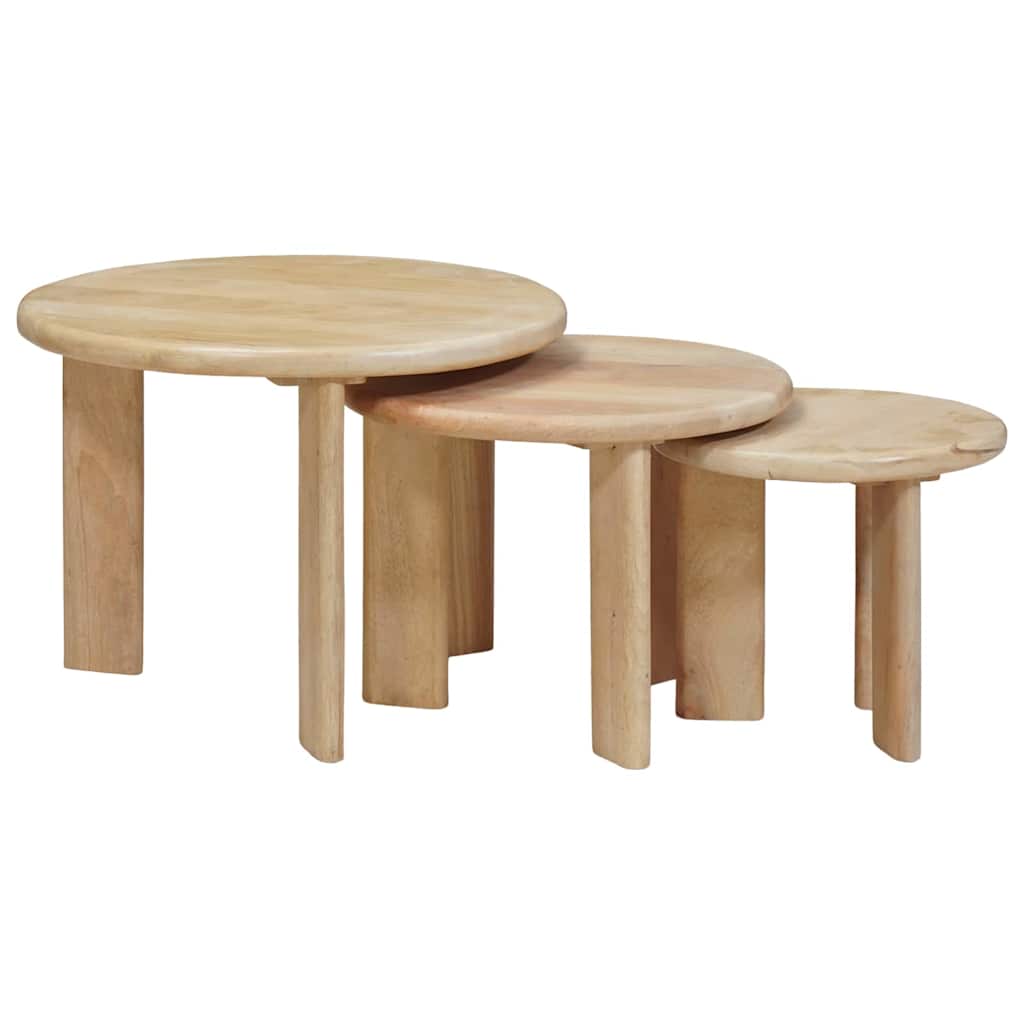 Nesting tables 3 pcs Black Solid mango wood