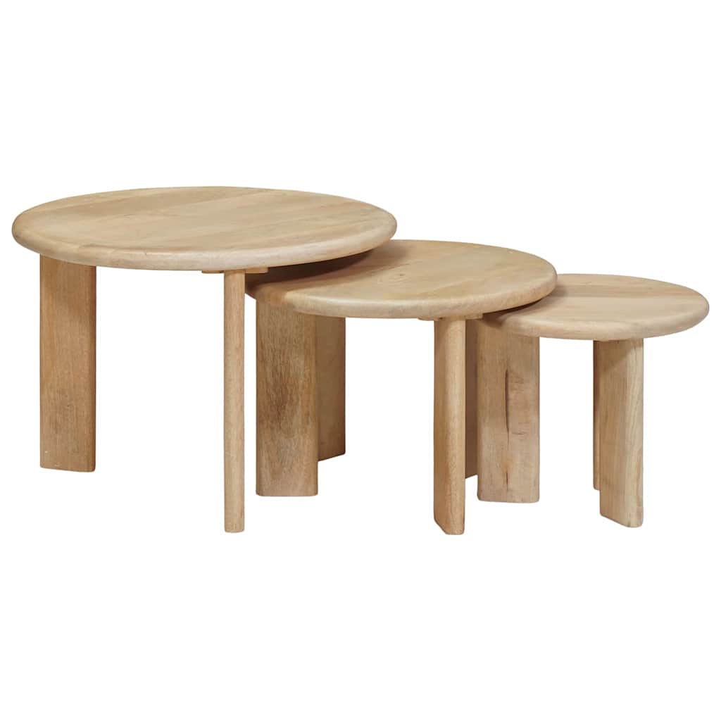 Nesting tables 3 pcs Black Solid mango wood