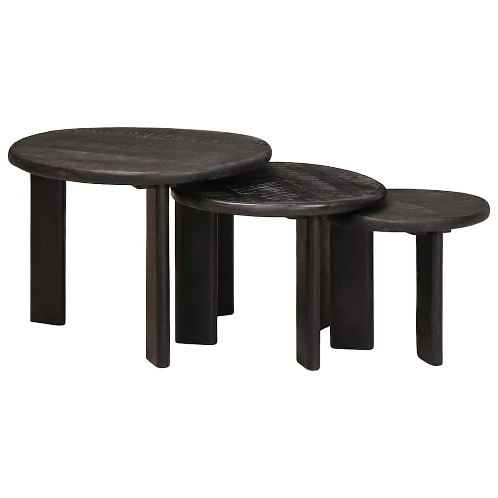 Sustūmiami staliukai 3 pcs Balta Kietas mango medis