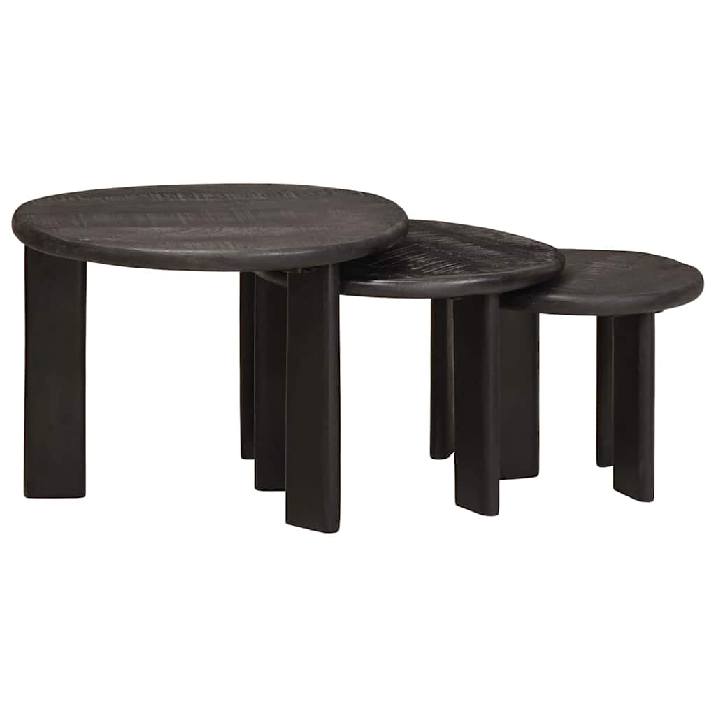 Sustūmiami staliukai 3 pcs Balta Kietas mango medis