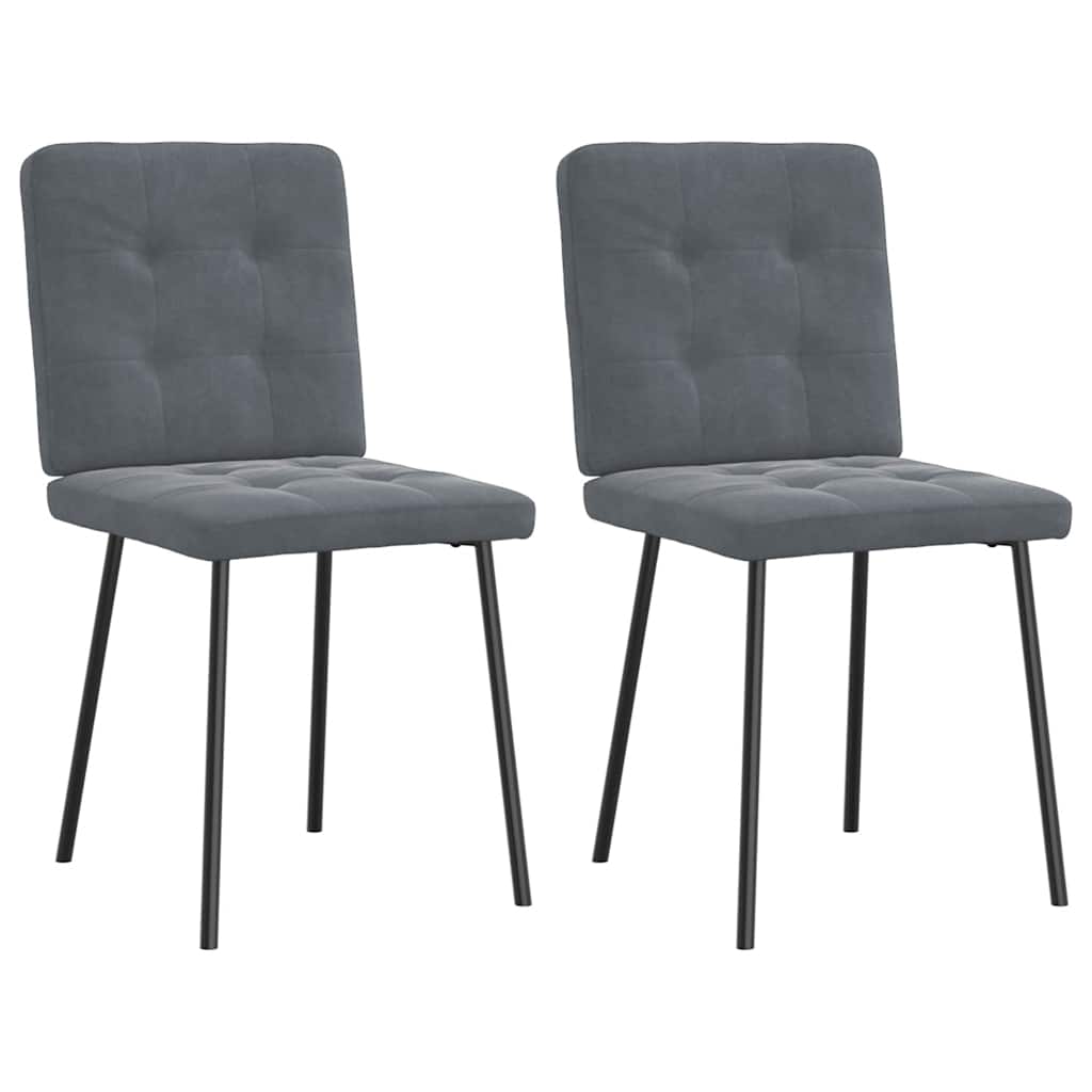 Dining chairs, 2 pcs., dark grey, velvet