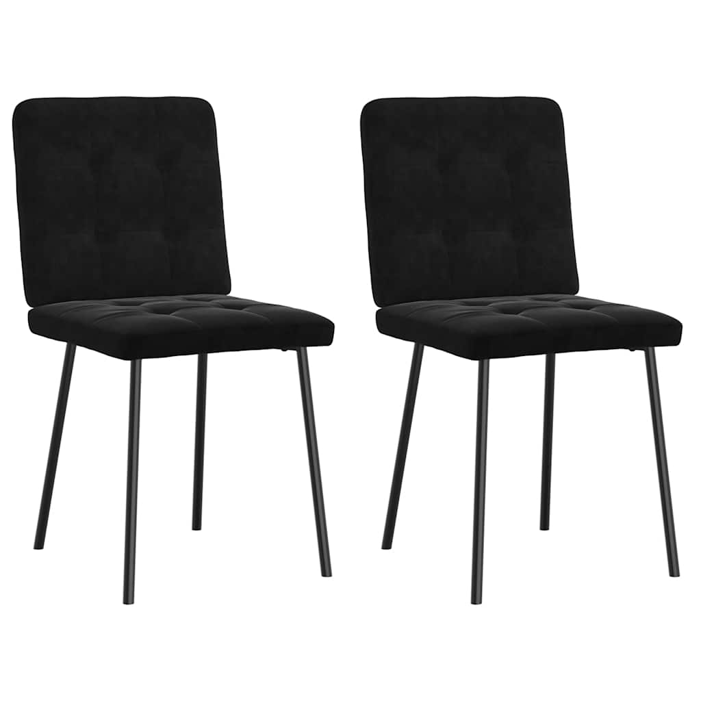 Dining chairs, 2 pcs., black, velvet