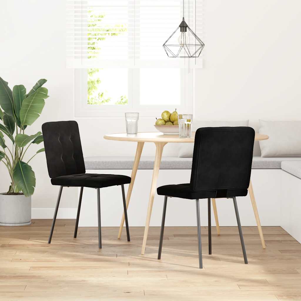 Dining chairs, 2 pcs., black, velvet