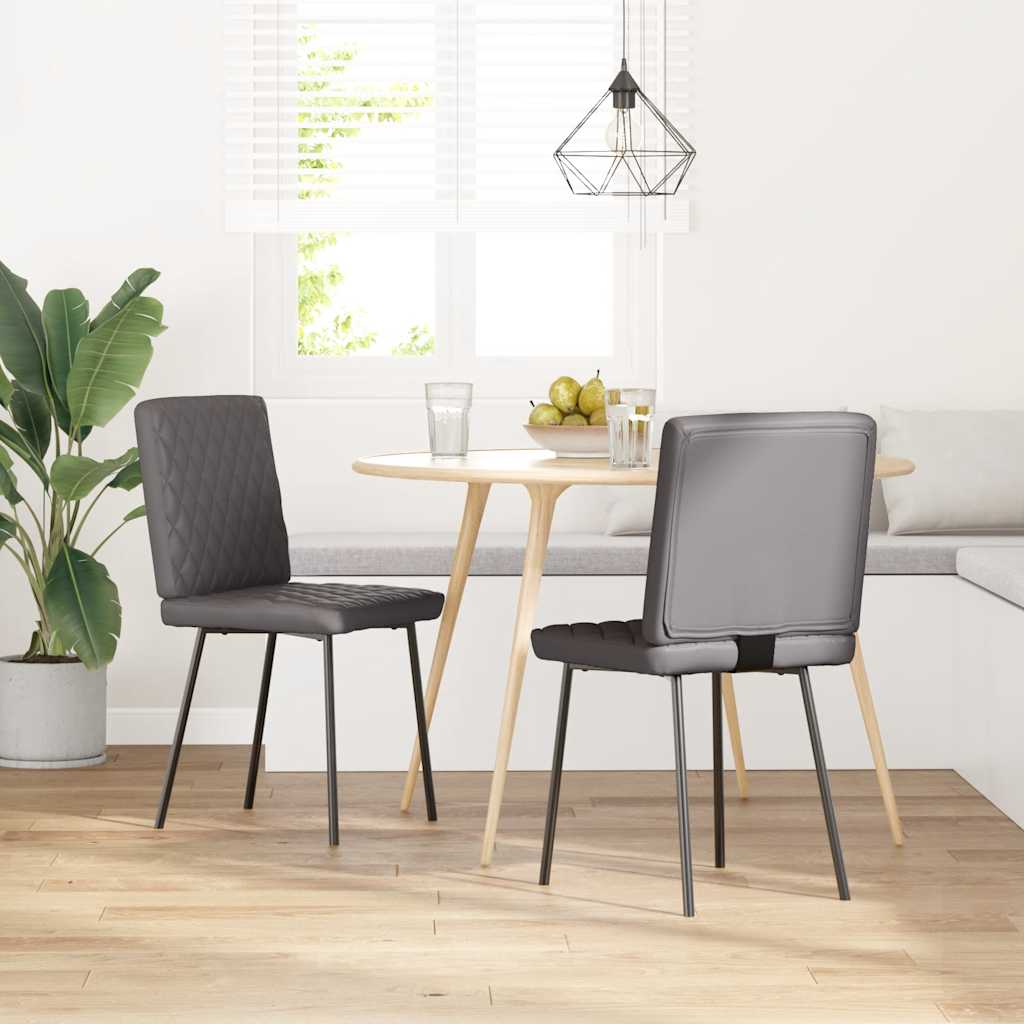 Dining chairs, 2 pcs., grey, artificial leather