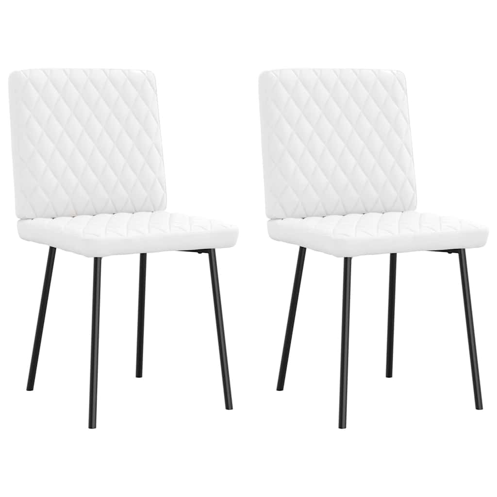 Dining chairs, 2 pcs., white, faux leather