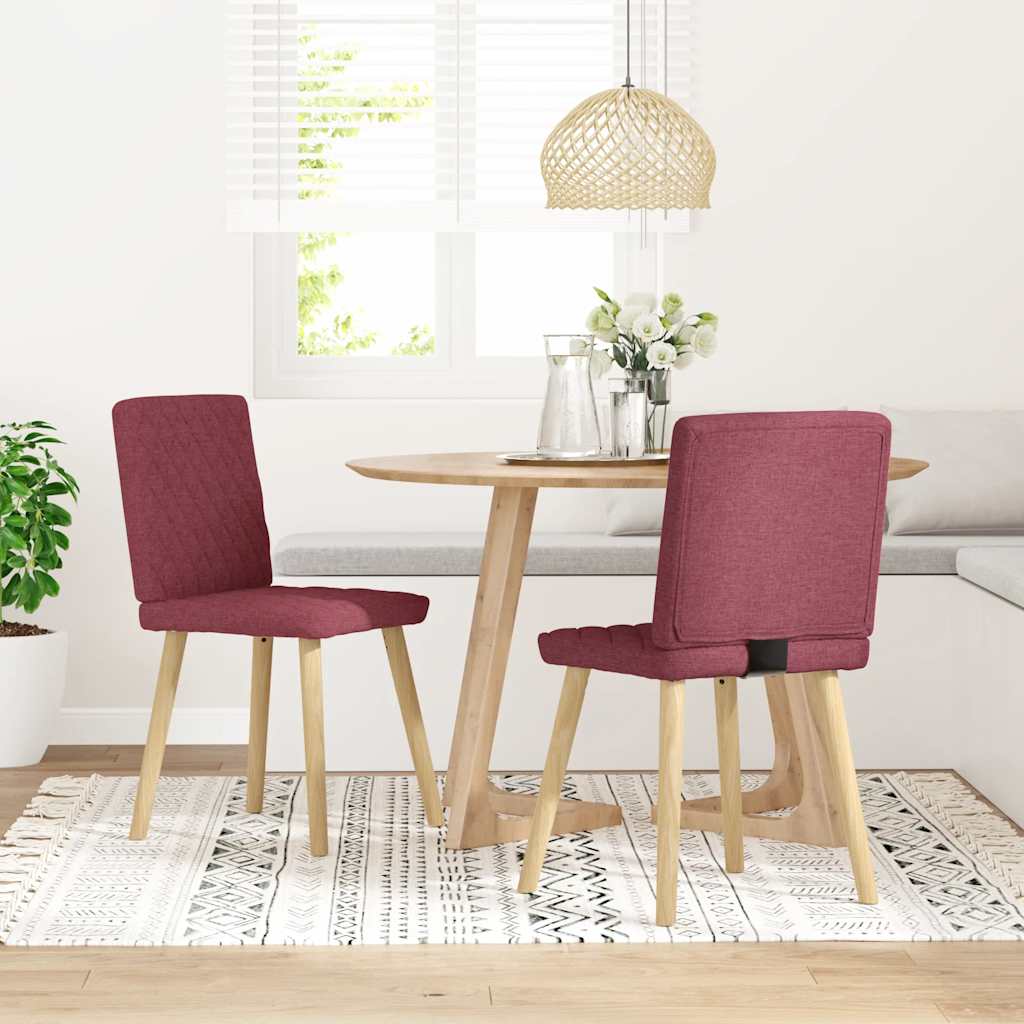 Dining chairs, 2 pcs., burgundy, fabric