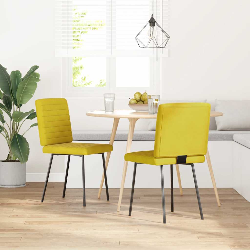 Dining chairs, 2 pcs, yellow, velvet