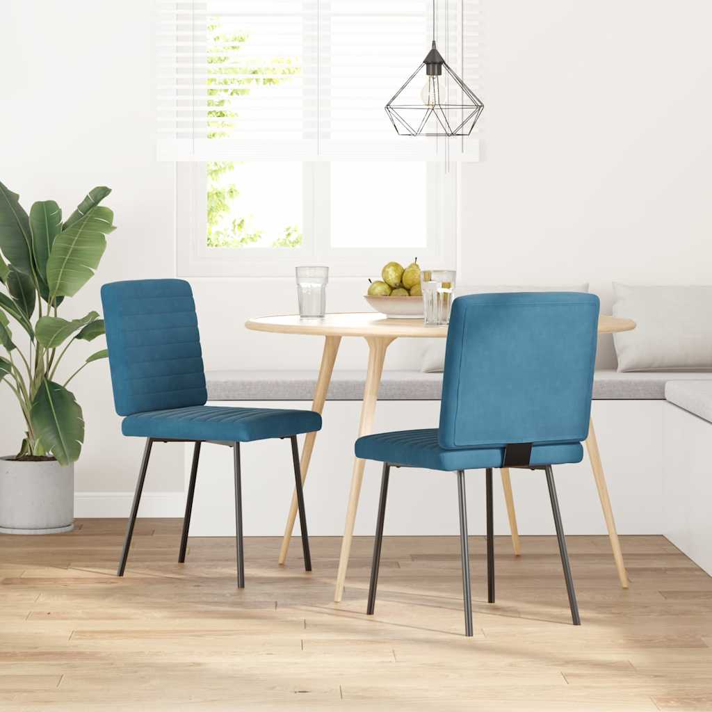 Dining chairs, 2 pcs., blue, velvet