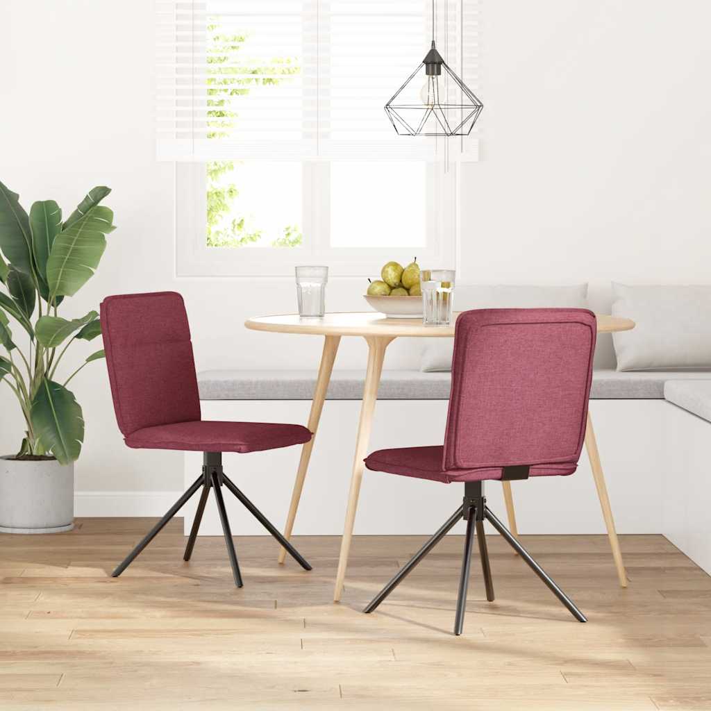 Dining chairs, 2 pcs., burgundy, fabric