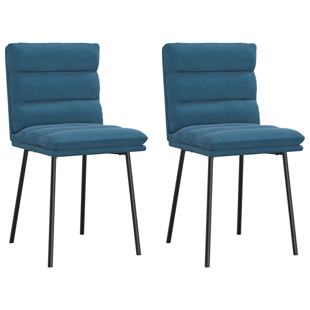 Dining chairs, 2 pcs., blue, velvet
