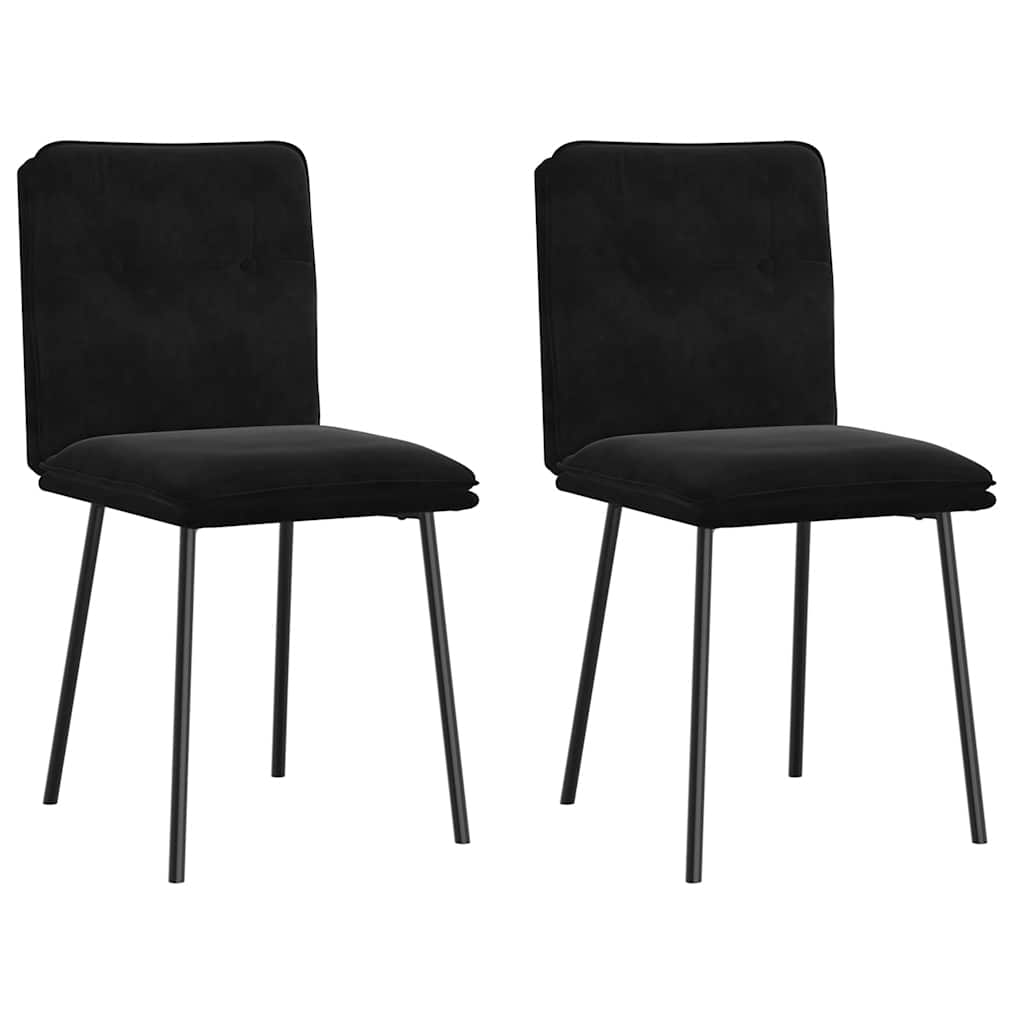 Dining chairs, 2 pcs., black, velvet