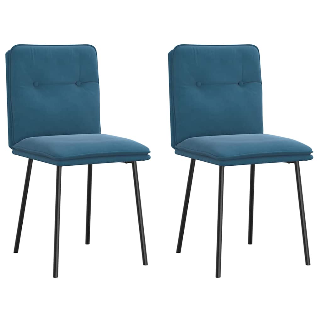 Dining chairs, 2 pcs., blue, velvet