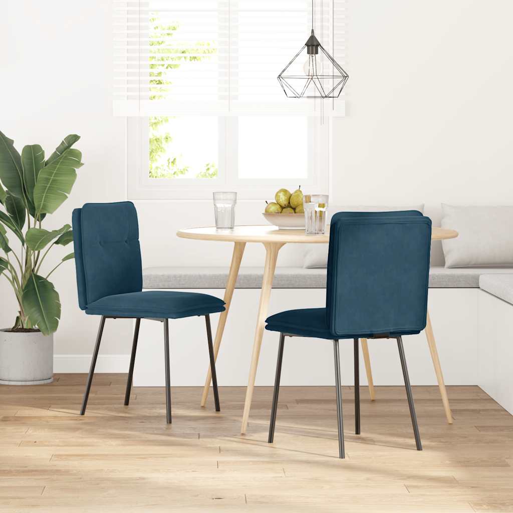 Dining chairs, 2 pcs., blue, velvet