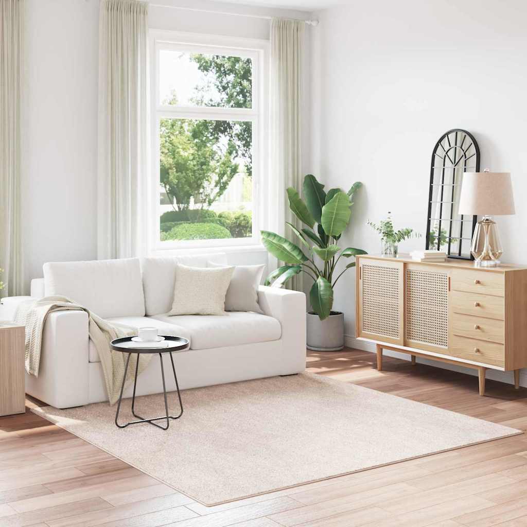 Non-slip Shaggy Rug Cream 200 x 200 cm PP