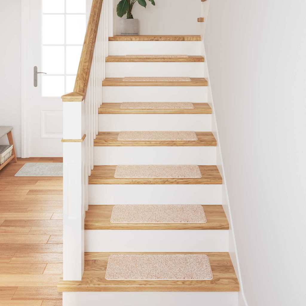 Slydimui atsparūs laiptų kilimėliai 15 pcs Kreminė 60 x 25 cm