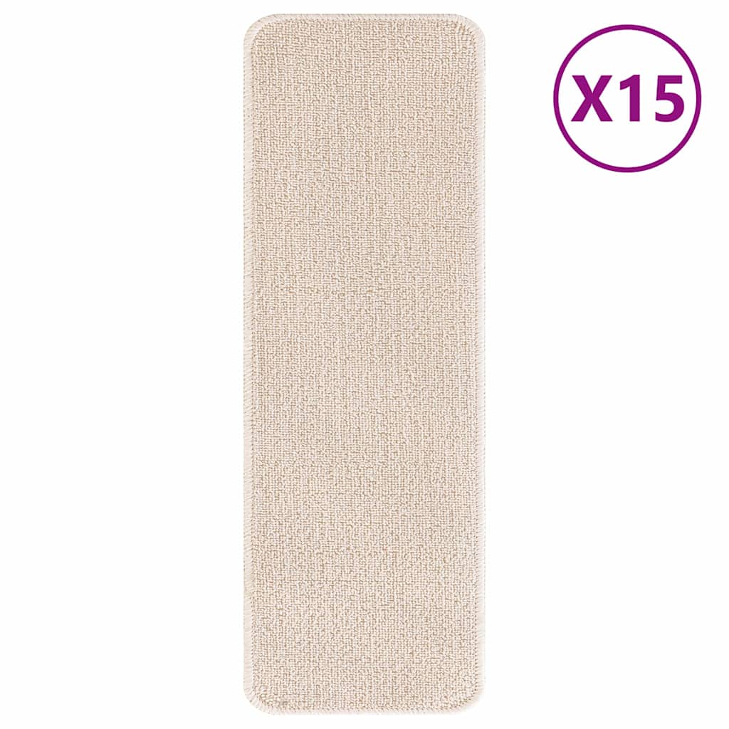 Slydimui atsparūs laiptų kilimėliai 15 pcs Kreminė 60 x 25 cm
