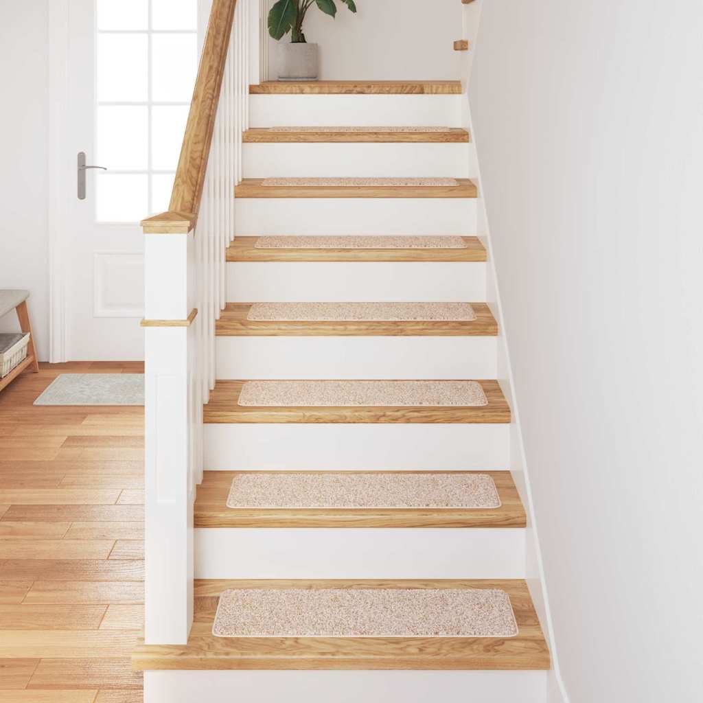 Slydimui atsparūs laiptų kilimėliai 15 pcs Kreminė 75 x 20 cm