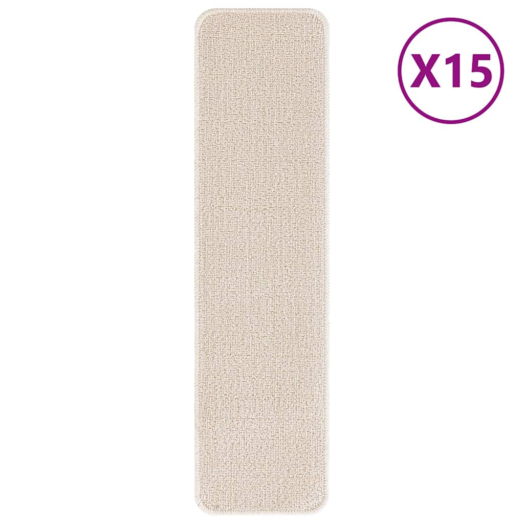 Slydimui atsparūs laiptų kilimėliai 15 pcs Kreminė 75 x 20 cm