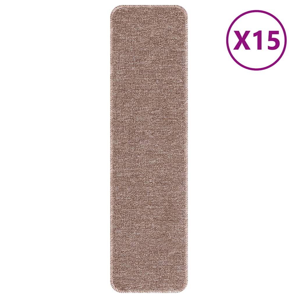 Slydimui atsparūs laiptų kilimėliai 15 pcs Šviesiai ruda