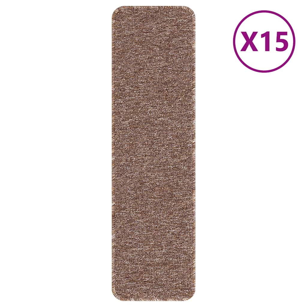 Slydimui atsparūs laiptų kilimėliai 15 pcs Ruda 75 x 20 cm PP